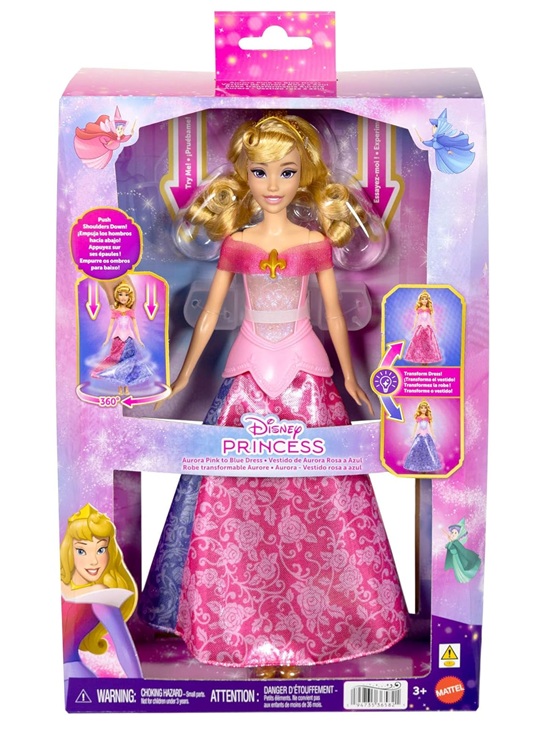 Mattel Disney Princess Bambola Aurora Magico LooK con Abito con Luci
