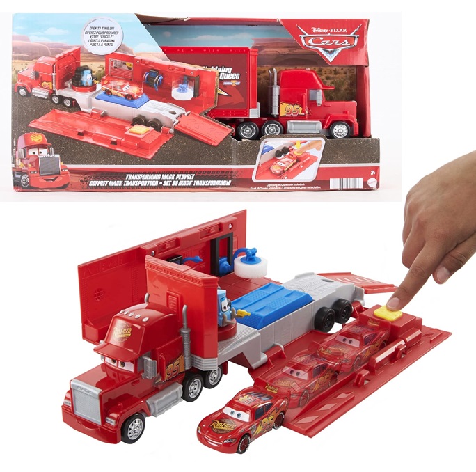 Mattel Disney Pixar Cars – Mack Trasformabile  2 in 1 con Camion e Officina per la Messa a Punto, con Lanciatore e Ponte