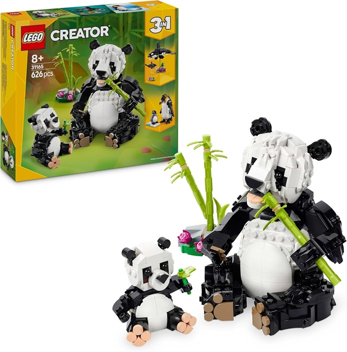 LEGO Creator 3 in 1 Animali Selvatici: Famiglia di Panda Giocattolo – Si Trasforma in Pinguino e Orca – Animali da Costruire per Bambine, Bambini, Ragazze e Ragazzi da 8 Anni – Regalo Creativo – 31165
