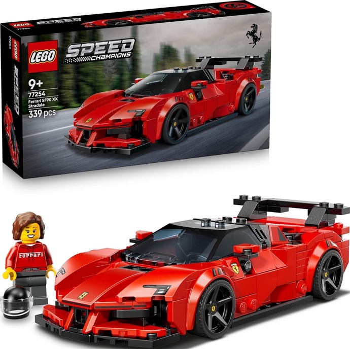 LEGO Speed Champions Ferrari SF90 XX Auto Sportiva Stradale – Macchina Giocattolo con Minifigure da Collezione – Idea Regalo di Compleanno per Bambini da 9 Anni Fan degli Sport Motoristici – 77254