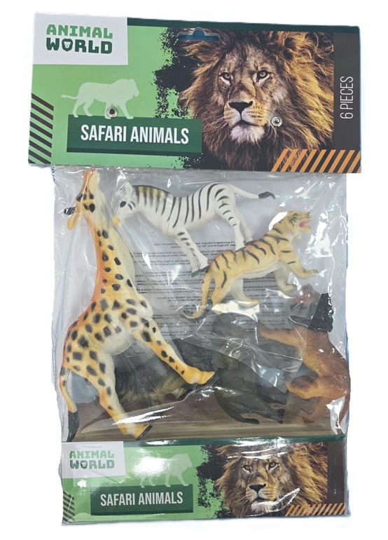Busta animali della savana Animal World 6 Pz.