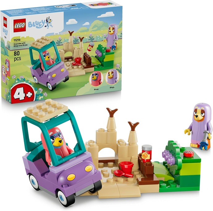 LEGO Bluey Nonne con Bingo e Bluey – Giochi Didattici con Macchina, 2 Minifigure e Giardino – Set Giocattoli Montessori – Regalo di Compleanno per Bambine e Bambini da 4 Anni in su – 11216