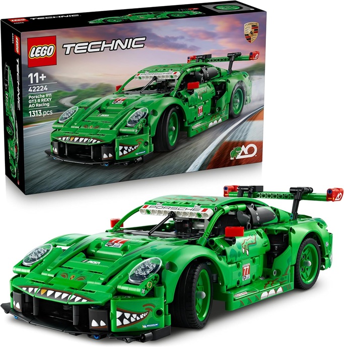 LEGO Technic Auto Porsche 911 GT3 R REXY AO Racing – Macchina Giocattolo – Kit di Modellismo con Motore a 6 Cilindri, Trazione Posteriore e Design da Dinosauro – Regalo per Bambini da 11 Anni – 42224