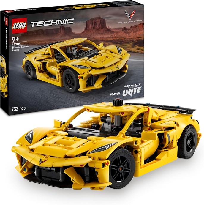 LEGO Technic Chevrolet Corvette Stingray – Modello di Auto da Corsa da Costruire, Giochi per Bambini e Bambine da 9 Anni in su Fan delle Macchine Giocattolo e dei Veicoli Sportivi con Funzioni 42205