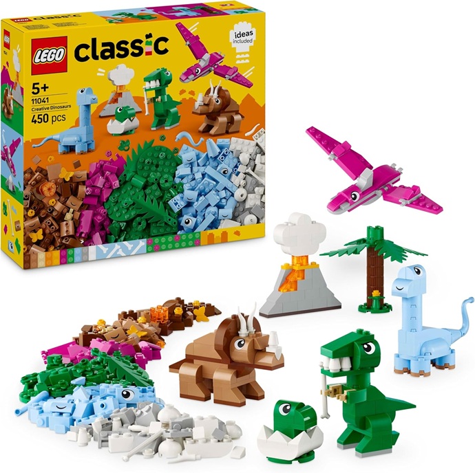 LEGO Classic Creative Dinosaurs Set, Building Toys for Kids, Assorted Bricks for Imaginative Play, Includes T. Rex, and Triceratops Dino Figures, Birthday Gift for 5 Plus Year Old Boys and Girls 11041