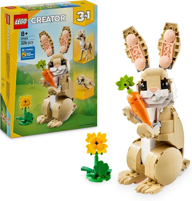LEGO Creator 3 in 1 Adorabile Coniglio Giocattolo – Animale che si Trasforma in Lama o in Foca – Idea Regalo di Compleanno Creativa per Bambine e Bambini da 8 Anni in su – 31162