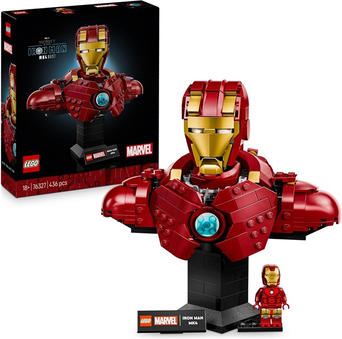 LEGO | Marvel Busto di Iron Man MK4 – Set di Costruzioni per Adulti Fai da Te con Minifigure di Tony Stark, Cannoni a Spalla e Testa Rotante – Regalo da Collezione per i Fan degli Avengers – 76327