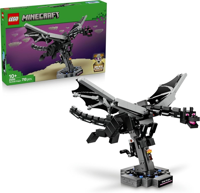 LEGO Minecraft Drago dell’End – Giocattolo Interattivo con Ali Mobili e Supporto a Forma di Portale d’Uscita – Decorazione Cameretta – Regalo per Gamer, Bambini e Bambine da 10 Anni in su – 21595