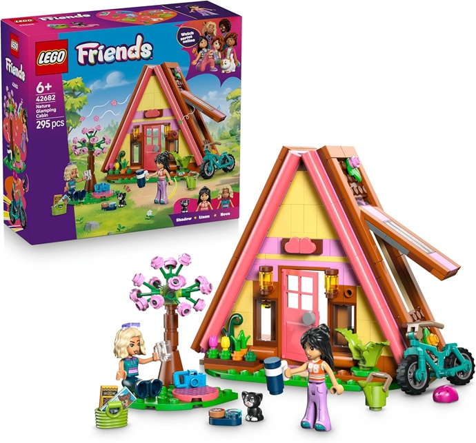LEGO Friends Cabina Glamping nella Natura – Casa Giocattolo in Miniatura con 2 Mini Bamboline, Gatto e Accessori tra cui Letti e Cibo – Regalo di Compleanno per Bambine da 6 Anni in su – 42682