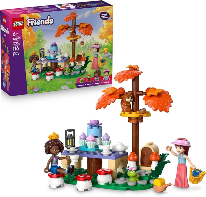 LEGO Friends Tea Party nella Foresta – Set di Giochi di Ruolo con 2 Mini Bamboline, 3 Animali, Accessori e Cibo Giocattolo – Idea Regalo di Compleanno per Bambine da 6 Anni in su – 42690