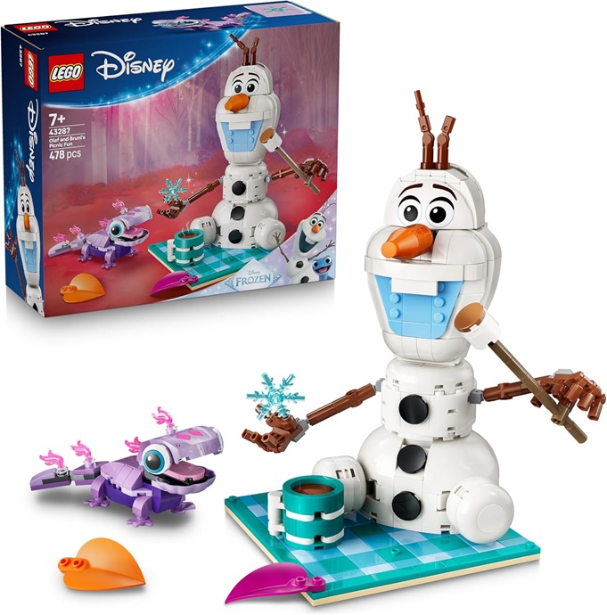LEGO | Disney Frozen Il Divertente Picnic di Olaf e Bruni – Pupazzo di Neve Giocattolo con Coperta da Picnic e Accessori – Decorazione per la Camera da Letto – Regalo per Bambine da 7 Anni – 43287
