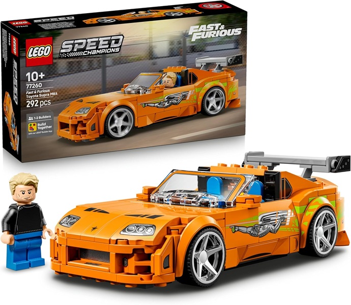 LEGO Speed Champions The Fast and The Furious Toyota Supra MK4 Macchina Giocattolo – Modello di Auto con Minifigure di Bryan O’Conner – Regalo STEM per Bambini da 10 Anni in su Fan dei Film – 77260