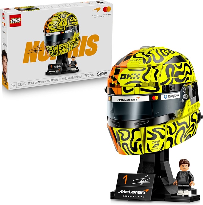 LEGO Editions Casco di Lando Norris McLaren Mastercard F1 Team – Gadget F1 – Kit di Modellismo con Minifigure da Collezione – Regalo per Ragazzi da 14 anni in su e Adulti Fan dei Motorsport – 43023