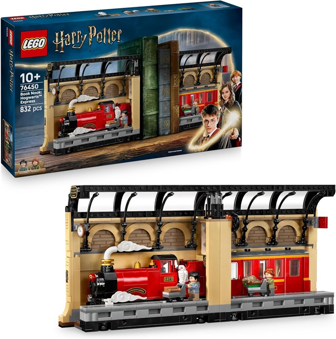 LEGO Harry Potter Book Nook: Espresso per Hogwarts – Set con Treno Giocattolo, 2 Minifigure tra cui Ron Weasley, Edvige e Crosta – Regalo dal Wizarding World per Bambini e Bambine da 10 Anni – 76450