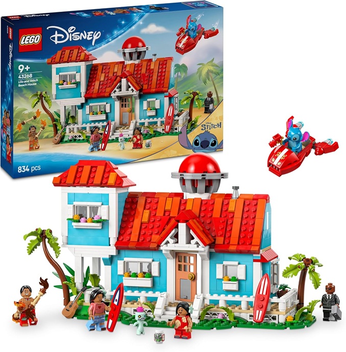 LEGO | Disney Casa sulla Spiaggia di Lilo e Stitch – Modellino Giocattolo con 6 Stanze, Osservatorio, Astronave e 5 Minifigure, Giochi per Bambine e Bambini da 9 Anni, Idea Regalo di Compleanno 43268