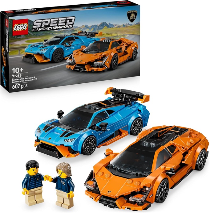 LEGO Speed Champions Lamborghini Revuelto e Huracán STO – Modellini di Auto da Corsa – Macchine Giocattolo con 2 Minifigure dei Piloti – Regalo di Compleanno per Bambini da 10 Anni in su – 77238
