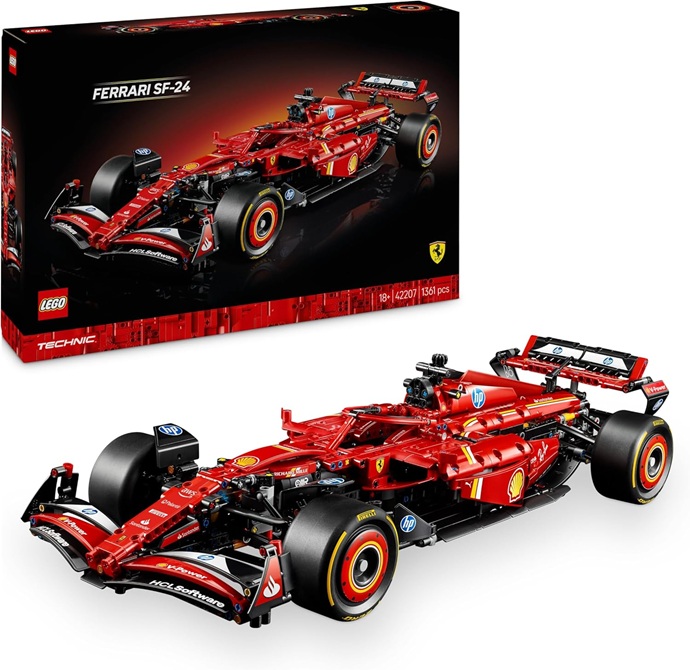 LEGO Technic Monoposto F1 Ferrari SF-24 – Modello di Auto Formula 1 da Collezione in Scala 1:8 con Motore V6, Cambio, Sterzo e DRS, Idea Regalo per Adulti, Uomo e Donna Fan Sport Motoristici 42207