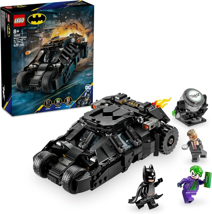 LEGO DC Tumbler di Batman Contro Two-Face e The Joker – Macchina Batmobile Giocattolo da Costruire con 3 Minifigure, Giochi da Supereroi per Bambini e Bambine da 8 Anni in su, Idea Regalo 76303