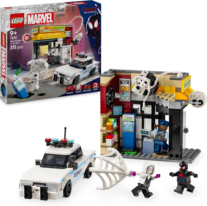 LEGO | Marvel Spider-Verse: Miles Morales Contro la Macchia – Set da Supereroi con Edificio, Macchina Giocattolo da Costruire e 4 Minifigure, Giochi per Bambini e Bambine da 9 Anni, Idea Regalo 76311