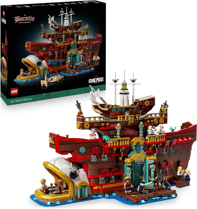 LEGO ONE PIECE Baratie, il Ristorante Galleggiante – Costruzione per Adulti, Modello da Esposizione con Interni Dettagliati e 10 Minifigure tra cui Luffy, Nami e Sanji – Regalo Fan degli Anime – 75640