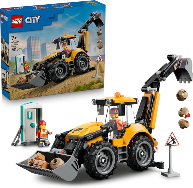 LEGO City Scavatrice da Cantiere Gialla – Veicolo Giocattolo da Cantiere – Trattore con 2 Minifigure, Benna Anteriore e Braccio Scavatore Funzionanti