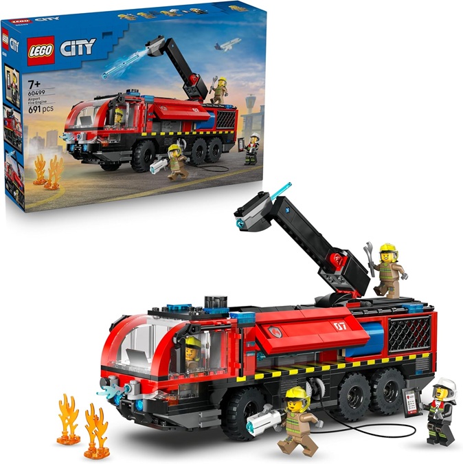 LEGO City Autopompa dell’Aeroporto – Camion Giocattolo dei Pompieri – Veicolo di Emergenza con 4 Minifigure di Vigili del Fuoco