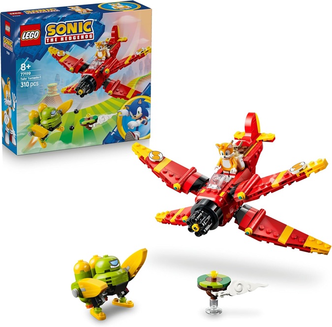 LEGO Sonic the Hedgehog Tornado-1 di Tails – Aereo Giocattolo con Figurina di Badnik, Minifigure di Tails e Smeraldo del Caos – Regalo per Gamer Bambini e Bambine da 8 Anni in su – 77119