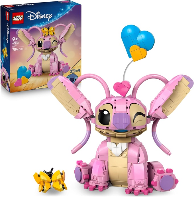 LEGO | Disney Angel – Lilo & Stitch Giocattolo da Costruire – Personaggio da Esposizione in Mattoncini con 3 Palloncini a Cuore e Farfalla – Regalo per Bambine, Bambini da 9 Anni e Fan Adulti – 43257