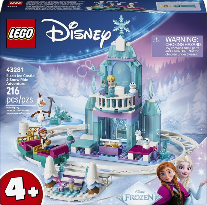 LEGO | Disney Frozen Castello di Ghiaccio di Elsa e Avventura sulla Neve – Giocattolo con Mini Bamboline di Anna ed Elsa, Olaf, Binari del Treno e Carrelli da Neve – Regalo per Bambine 4+ Anni – 43281
