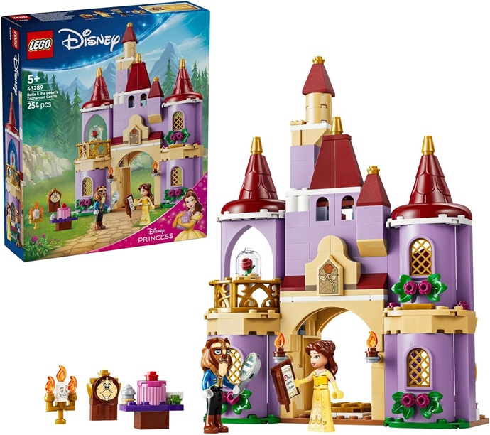 LEGO | Disney Princess Belle e il Castello Incantato della Bestia – Giocattolo con 2 Mini Bamboline e Figura di Lumière – Regalo per Bambine da 5 Anni in su e per Fan della Bella e la Bestia – 43289