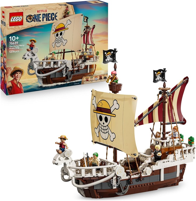 LEGO ONE PIECE La Nave Pirata Going Merry – Modello di Barca Giocattolo da Esposizione con 5 Minifigure tra cui Luffy, Zoro e Nami – Regalo per Bambini, Bambine e Fan degli Anime da 10 Anni – 75639