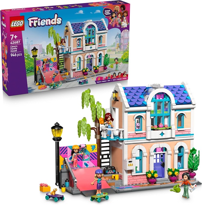 LEGO Friends Casa della Famiglia di Liann – Giocattolo in Miniatura da Costruire con Giardino, 4 Mini Bamboline, Animale Axolotl, Gecko e Accessori – Regalo di Compleanno per Bambine da 7 Anni – 42687