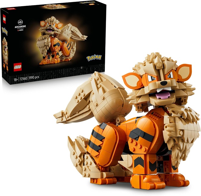 LEGO Pokémon Arcanine – Action Figure da Costruire per Adulti – Kit di Modellismo con Coda, Zampe e Testa Snodabili – Decorazione Stanza da Gaming Fai da Te – Idea Regalo per Gamer da Collezione 72160