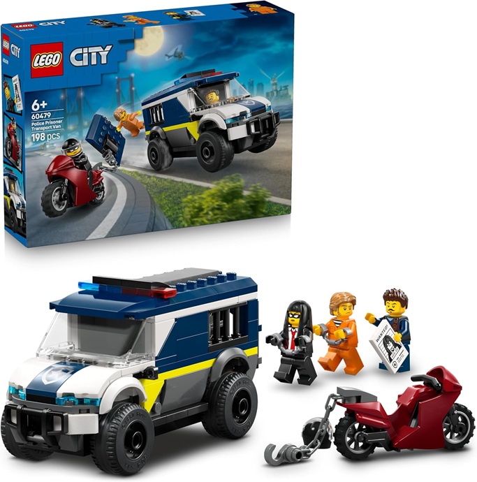 LEGO City Cellulare della Polizia Giocattolo – Kit di Modellismo con Camion con Porta della Cella Rimovibile, Moto, 3 Minifigure – Idea Regalo di Compleanno per Bambini da 6 Anni in su – 60479