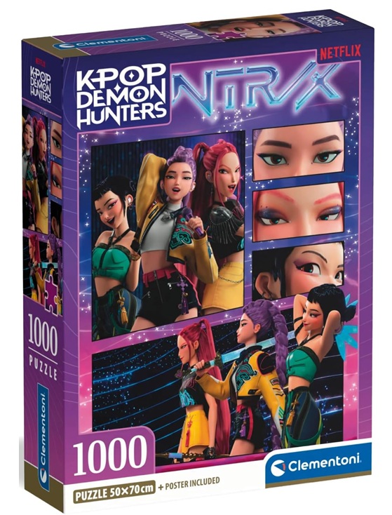 Clementoni Puzzle 1000 Pezzi per Adulti e Ragazzi, Illustrazione con Tema KPop Demon Hunters, Idea Regalo, Made in Italy, 70×50 cm, Poster Incluso, 37125