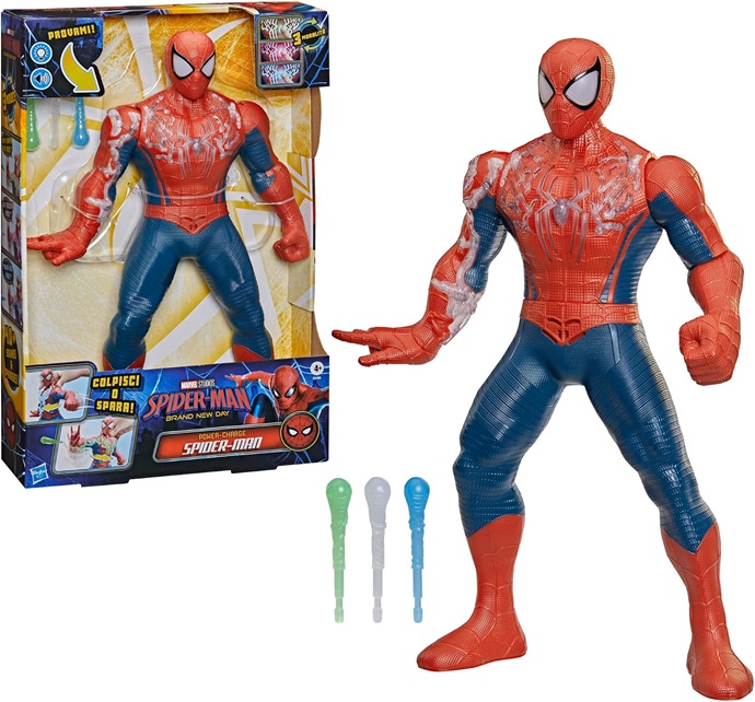 Spider-Man: Brand New Day, Spider-Man Power-Charge, Action Figure Elettronica da 36,8 cm, Giocattoli e Action Figure dei Supereroi per Bambini e Bambine dai 4 Anni in su