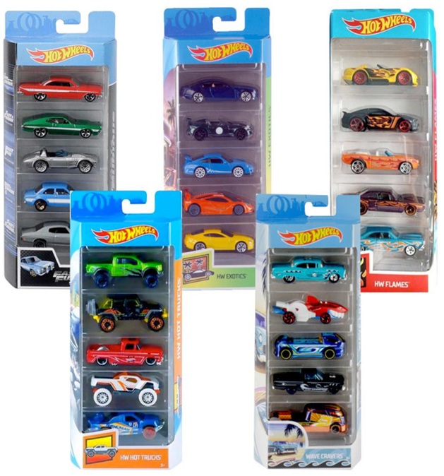 Hot Wheels pack 5 veicoli Mattel 1:64