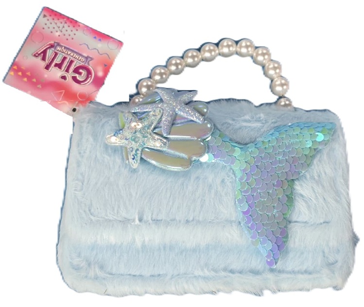 GIRLY GENERATION BORSETTA MERMEDIA PELUCHE 15CM COL AZZURRO