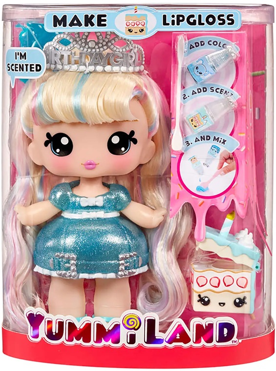 Yummiland Large Doll + Lipgloss Pet- Callie Birthday Cake