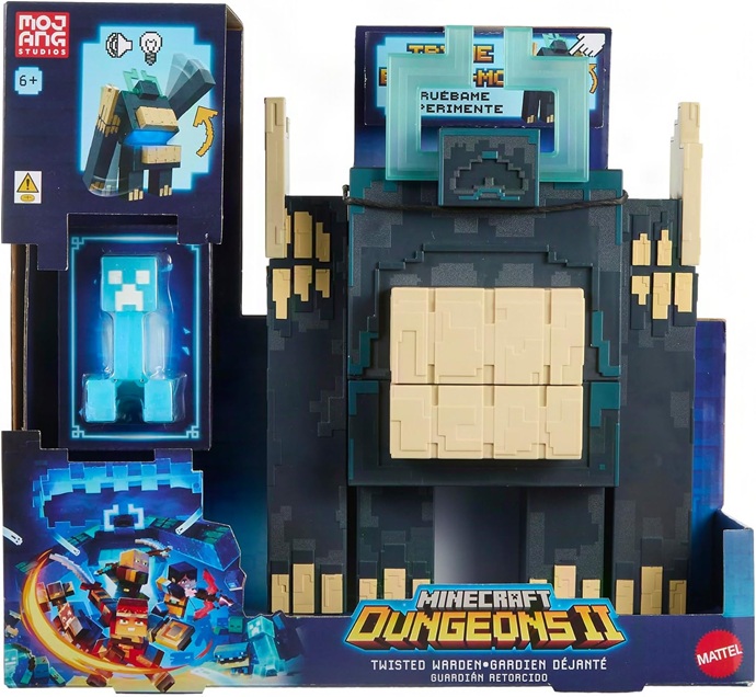 Mattel Minecraft – Spicewood, action figure con luci e suoni variabili e azione di attacco a schianto, mini personaggio Spicewood incluso, design pixelato ispirato al videogioco, JMK46