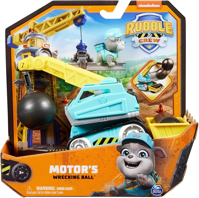 Rubble & Crew, Sogg.Wrecking Ball Veicolo da lavoro di Motor, Palla demolitrice con personaggio da collezione