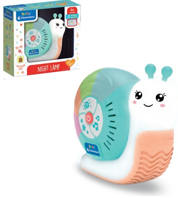 Baby Clementoni – Sweet Dreams Lamp, Luce Notturna per Bambini, Gioco Prima Infanzia da 0 Mesi+, con Melodie e Suoni Rilassanti, Supporto per Sonno Sereno, 17973