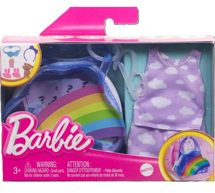 Barbie Borsa Accessori Pigiama Party Deluxe Arcobaleno con Portachiavi