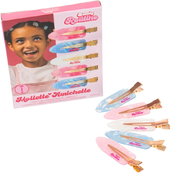 Beauty Routine Mollette Amichette Set di Mollette Perlescenti in 3 Colori